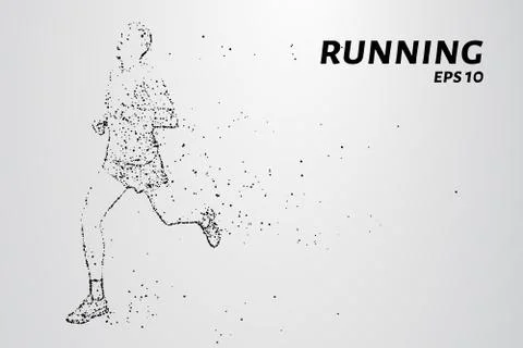 Runner of the particles. The man runs and the wind out of him pulling out pie Stock Illustration