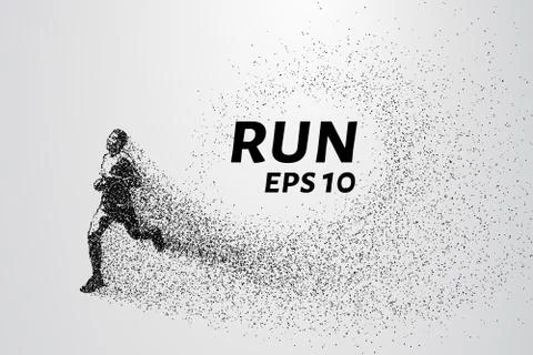 Runner of the particles. Runner breaks down into small molecules. Runner cons Stock Illustration