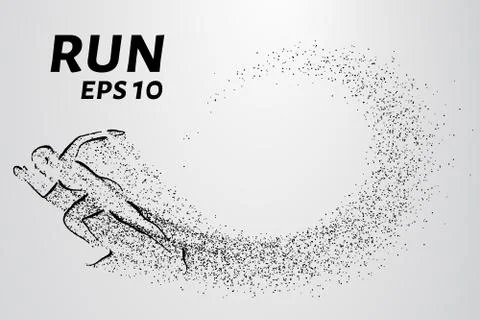 Runner of the particles. Silhouette of a runner from small circles. Stock Illustration