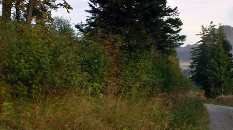 Runner passes through frame while running in the mountains. Stock Footage 63017689