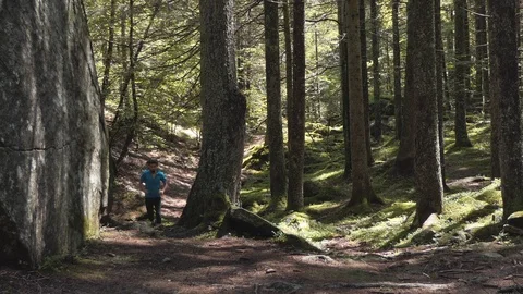 Runner on path with granite rock Stock-Footage 114173936