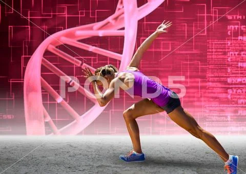 Runner with pink dna chain wall Stock Photos