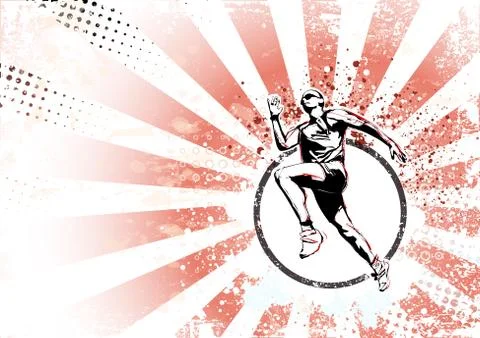 Runner retro poster background Stock Illustration