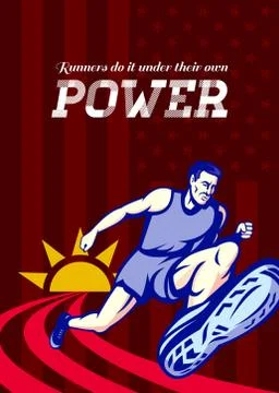 Runner running power poster. Stock Illustration