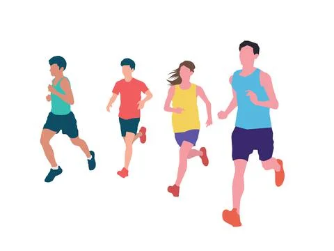 Runner Running Together Stock Illustration