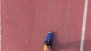 Runner Running On The Track In Stadium Stock Footage