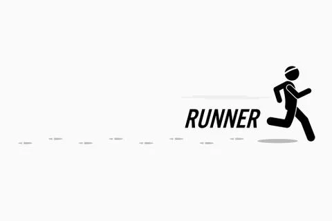 Runner runs and training in a outdoor running place leaving footprint behind. Stock Illustration