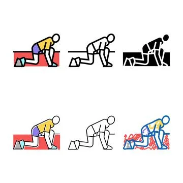 Runner set start color icon vector sign Stock Illustration