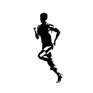 Runner, side view isolated vector ink drawing, abstract silhouette of running 스톡 일러스트