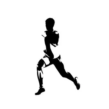 Runner, side view isolated vector ink drawing, abstract silhouette of running Stock Illustration