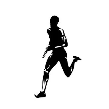 Runner, side view isolated vector ink drawing, abstract silhouette of running 스톡 일러스트
