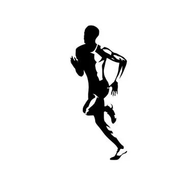 Runner, side view isolated vector ink drawing, abstract silhouette of running 스톡 일러스트