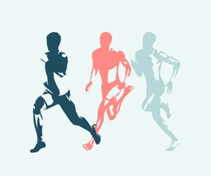 Runner, side view isolated vector ink drawing, abstract silhouette of running Stock Illustration