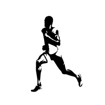 Runner, side view isolated vector ink drawing, abstract silhouette of running 스톡 일러스트