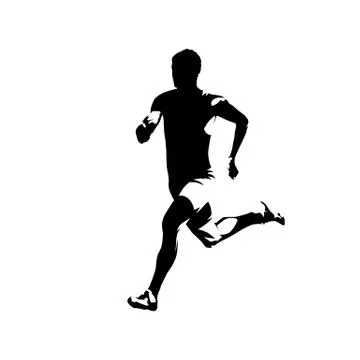 Runner, side view isolated vector ink drawing, abstract silhouette of running Stock Illustration
