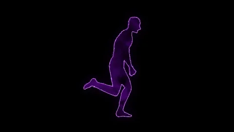 Runner silhouette, isolated running man, side view of young sprinter runner on b Video stock 122218355