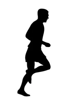 Runner silhouette. Side view. Vector black icon isolated on white Stock Illustration