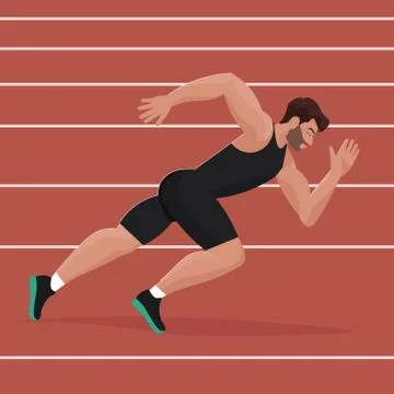 Runner in the stadium. The man is running. Vector illustration in flat style Stock Illustration