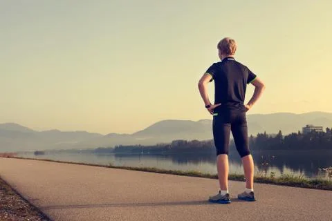 Runner on the start of distation Stock Photos