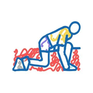 Runner start icon doodle illustration sign Stock Illustration