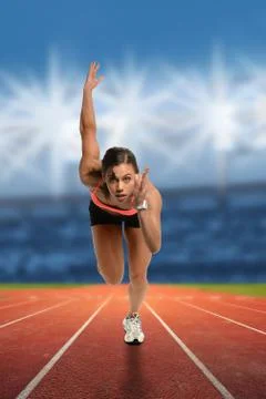 Runner at Starting Line Foto stock