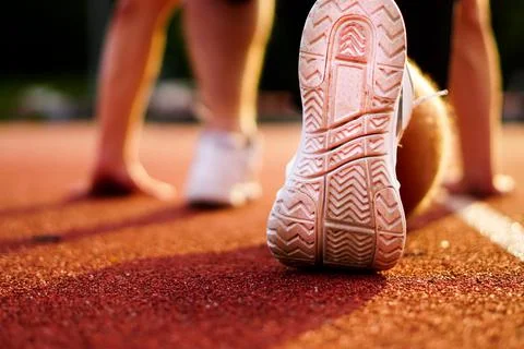 Runner starting position Stock Photos