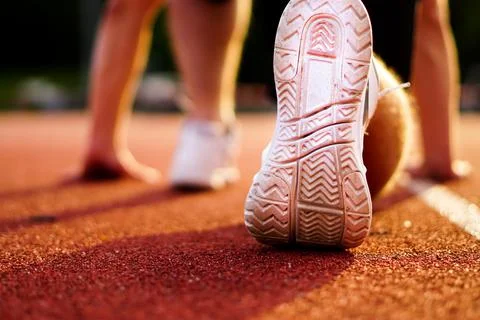 Runner starting position Stock Photos