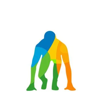 The runner starts to race. Front view. Stock Illustration