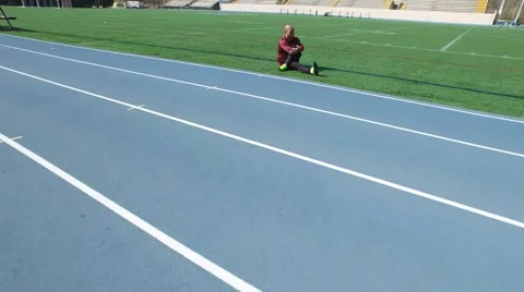 Runner Stretching Slow Stock Footage 61169345