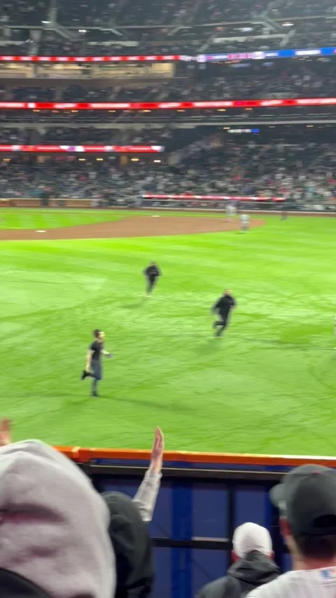 Runner Tackled By Security On Baseball Field, Queens, New York, USA - 05 Apr 202 Stock Footage 306690060