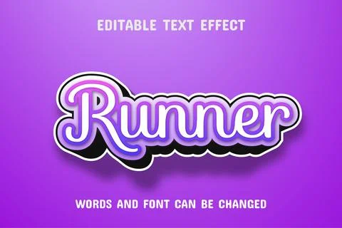 Runner text - editable text effect Illustrazione stock