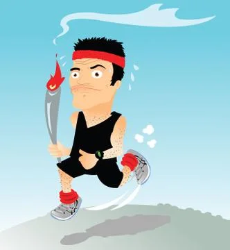 Runner with torch Stock Illustration