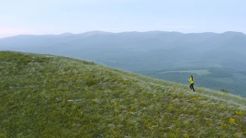 Runner Training in the Mountains Stock Footage 108798643