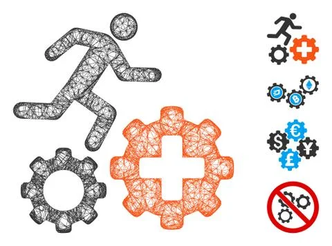Runner Treatment Process Gears Web Vector Mesh Illustration Illustrazione stock