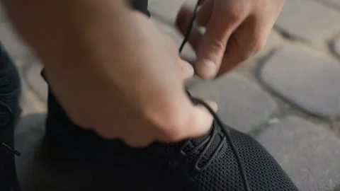 Runner Tying Shoelaces Before Jogging Stock Footage 315145135