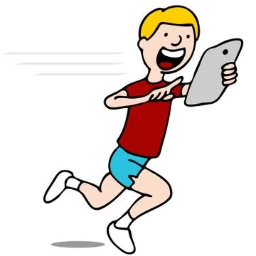 Runner using his digital tablet Stock Illustration