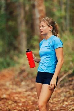 Runner on water break Stock Photos
