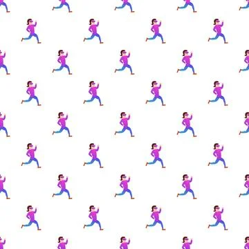 Runner wearing vr headset virtual reality seamless pattern 库存插图
