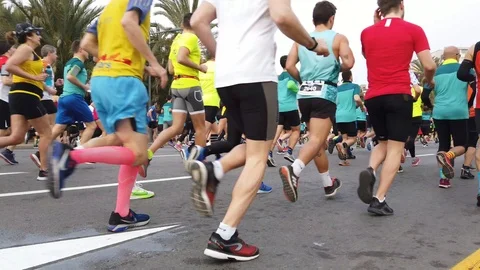 Runners Competing in a 15K Run Stock Footage 124793618