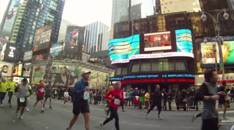 Runners down Seventh Avenue, One Stock Footage 51059099