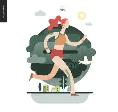 Runners - girl exercising Stock Illustration