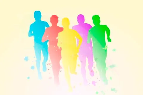 Runners group of people Stock Illustration