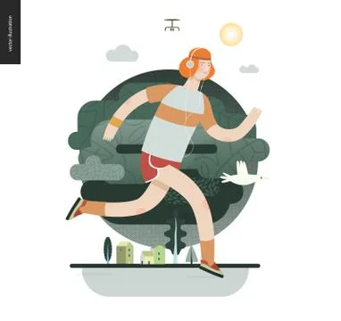 Runners - guy exercising Stock Illustration