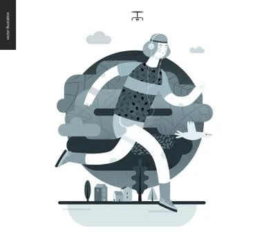 Runners - guy exercising Stock Illustration