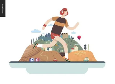 Runners - guy exercising Stock Illustration
