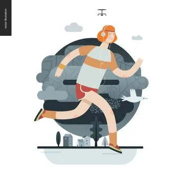 Runners - guy exercising Stock Illustration