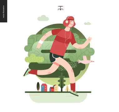 Runners - guy exercising Stock Illustration