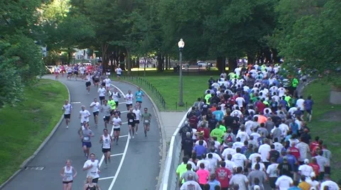 Runners Head out and back Video stock 51137523
