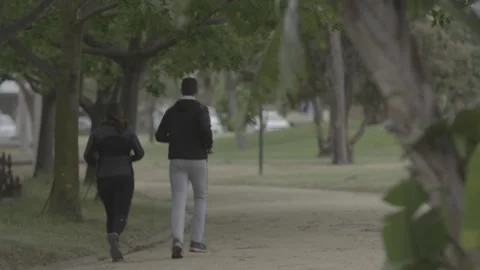 Runners In Leafy Melbourne Park Stock-Footage 252334519
