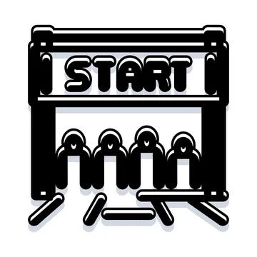 Runners lining up at starting block for race Stock Illustration